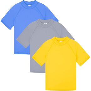 BIG ELEPHANT 3 Pack Kids Short Sleeve Rash Guard Shirt UPF 50+ Protection Swimwear Quick Dry Swim Tee Youth Rashguard