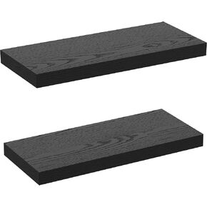Floating Shelves Invisible Wall Mounted Set of 2, Retro Hanging Wall Decor Shelf 16 x 9 for Living Room, Bedroom, Bathroom, Kitchen (Black)