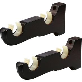2pcs Wooden Curtain Rod Brackets Wall-Mounted Classical Drapery Holder Fits Up to 1-1/4 Inch Rod Diameter (Double-Slot Dark-Walnut)