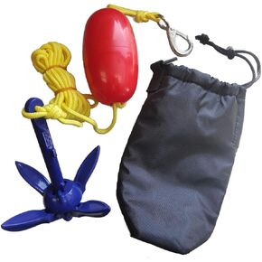 MarineNow Lightweight Aluminum Folding Grapnel Anchor Kit with Float