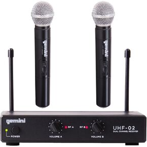 Gemini UHF Wireless Microphone Bundle – Professional Handheld & Lapel Mics, Dual-Channel Receiver, Long Range for Live Performance & Presentations (Hand Held Frequencies 3 + 4)