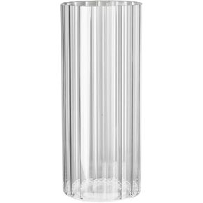 Glass Vase, Glass Vases for Centerpieces, Ribbed Vase, Clear Glass Vase for Living Room, Dining Table, Entryway, Mantle, Shelf, Wedding, Office, 7.87 Inches