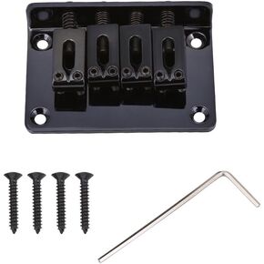 Hardtail Bridge, 4-string Fixed Bridge Replacement Parts for Cigarbox Electric Guitars Ukulele (Black) Cigar Box Guitar Kit Bass Bridge 4 String
