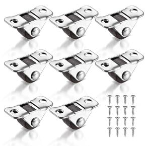 8Pcs Small Caster Wheels, 1 Inch Low Profile Mini Fixed Casters with Screws Steel Top Plate Silent Rubber Rigid Wheel for Appliances Furniture Rolling Cabinet Box Bottom Storage Rack
