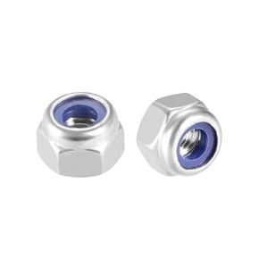 uxcell Hex Lock Nuts - M3 x 0.5mm Stainless Steel Nylon Insert Self-Locking Nuts for Fasteners, 20Pcs Silver Tone