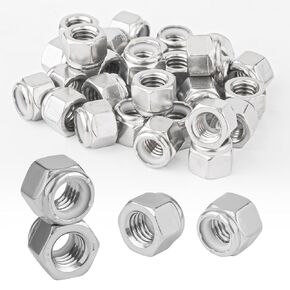 30pcs 3/8-16 Nylon Lock Nut, 304 Stainless Lock Nut Hex Locknut Standard Inch Nylock Nut for Furniture DIY Construction Car Repair