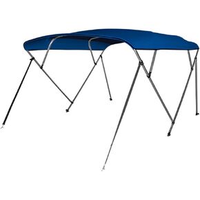 غطاء علوي بيميني للقارب المقاوم للماء - 85-90 بوصة عرض 3 قوس بيميني علوي من القماش الكتاني 1 بوصة أنبوب إطار ألو مزدوج الجدار، شريطين 2 عمود دعم خلفي، صندوق تخزين - SLBT3RB854.5 (أزرق ملكي) in Kuwait