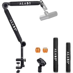 Boom Arm Mic Stand,Microphone Boom Arm 360°Adjustable Foldable with Desk Mount Clamp,Screw Adapter,Cable Management,Professional Studio Mic Arm Compatible with HyperX QuadCast FIFINE and Others