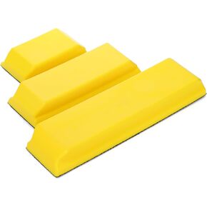 Fasmov Sanding Block Set, 3 Pack Rectangle Auto Body Sanding Block, 10.75", 7.7" and 4.7", Hook & Loop Backing Hand Sander Tools Kit for Woodworking, Furniture and Crafts Polishing, Yellow