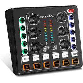 Audio Mixer Potable Dj Sound Board Plug Play Voice Changer for PC Phone Gaming Karaoke Studio Recording Podcast Live Streaming