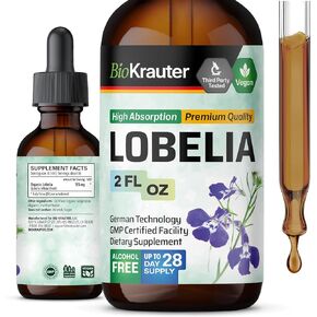 Lobelia Tincture - Organic Lobelia Liquid Extract - Respiratory System Support Supplement - Alcohol & Sugar Free Formula - Vegan Drops 2 Fl Oz