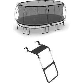 Springfree Trampoline 12' x 19' Outdoor Jumbo Oval Trampoline with FlexrStep V2 Ladder Accessory with Safety Lock for Easy Entry, Black