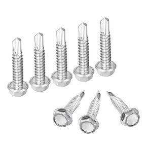 uxcell Hex Washer Self Drilling Screws, 1/4 x 1-1/4" Carbon Steel Hex Flange Sheet Metal Tapping Screw 25pcs