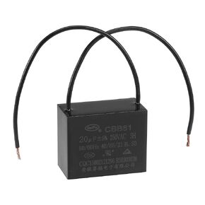 uxcell Ceiling Fan Capacitor CBB61 20uF 250V AC 2 Wires Metallized Polypropylene Film Capacitor 48x38x26mm for Electric Fan Pump Motor Generator