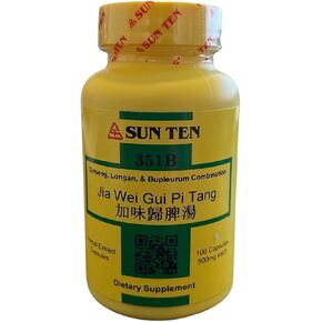 Sun Ten - Ginseng, Longan & Bupleurum Combination Capsules/Jia Wei Gui Pi Tang/加味歸脾湯 351B - 100 Capsules
