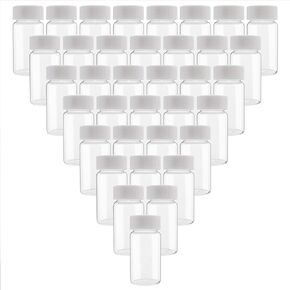 JIUWU 20ml Sample Vial, 0.68oz Clear Glass Vials with Screw Caps, Leak-Proof Small Liquid Bottle, Pack of 36