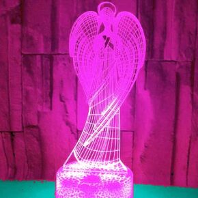 3D Angel Night Light Table Desk Optical Illusion Lamps 7 Color Changing Lights LED Table Lamp Xmas Home Love Birthday Children Kids Decor Toy Gift