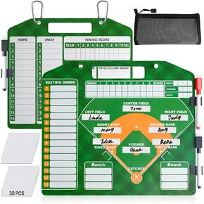 Magnetic Baseball Board Lineup Cards - 40 Pcs, Strong Magnetic Baseball Dry Erase Clipboard for Coaches, Durable Softball Lineup Board for Dugout with 30 Cards, 3 Markers and Clips in Kuwait
