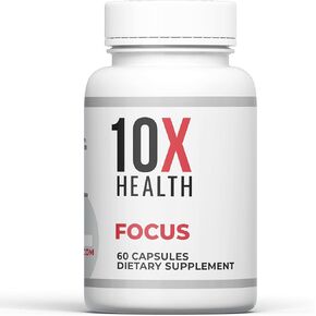 10X Health Focus Brain Supplements for Memory and Focus - Cognitive Supplement Boost Clarity, Alertness, and Energy with Huperzine-A, Ginkgo Biloba, and Rhodiola Rosea - 60 Capsules