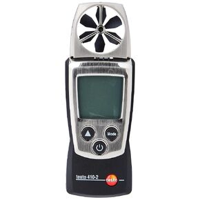 مقياس شدة الريح الرقمي للجيب Testo 410-2، سرعة من 0.4 إلى 20 م/ث، درجة حرارة -10 إلى +50 درجة مئوية، من 0 إلى 100%