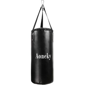 Aoneky Kids Punching Bag – Filled Boxing Bag for MMA and Kickboxing Training, Heavy Duty Brazing Leather, Strong Hanging Braid Strap for Ceiling, Youth Workout Activity for Children