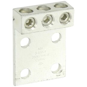 NSI Dual Rated Transformer Lug, 350 MCM - 6 AWG Wire Range, 0.563" Mouting Hole, 3/8" Hex Size, 2.94" Width, 1.38" Height, 4.31" Length, Ohm