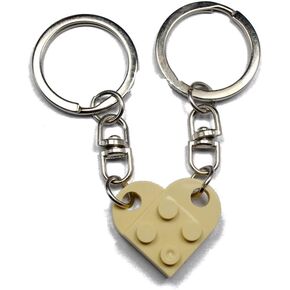 Caiyao 2Pcs Matching Brick Heart Keychain for Couples, Best Friend Heart Keychains Valentine’s Day Birthday Key Chain