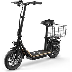Electric Scooter for Adults, Foldable Commuter Scooter with Adjustable Seat, 500W Brushless Motor, 20MPH & 30 Miles Range, 12" Pneumatic Tire E-Mopeds with LCD Display & Carry Basket, 265lbs Max Load