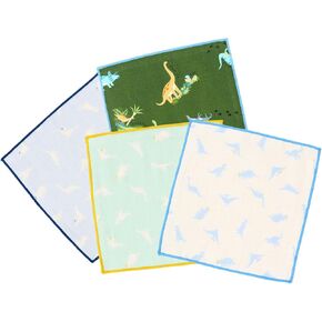 Kids' Mini Handkerchiefs 6 Pieces Set, Small Absorbent Handkerchiefs, Soft Cotton, Gentle to the Skin, Assorted Designs, Made in Japan, (Marine Pattern, 7.9" x 4.1")