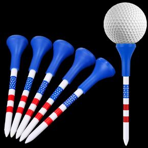Golf Tees Plastic Golf Tees 3 1/4" Unbreakable Tees for Golf Bulk American Flag Long Golf Tees with Reduce Side Spin and Friction Golf Accessories for Men