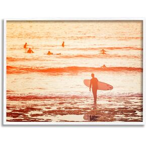 Stupell Industries Surfing Sunset Beach Shore Framed Wall Art, Design by Igor Vitomirov