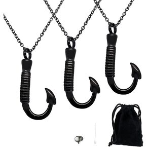 Fish Hook Cremation Urn Necklace Ashes Keepsake Stainless Steel Urn Memorial Jewelry