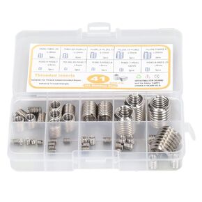 Thread Reducer Nut Assortment 41 Pcs Thread Repair Insert Assortment Kit Stainless Steel M2 M2.5 M3 M4 M5 M6 M8 M10 M12 M14 Thread Repair Insert with Storage Box