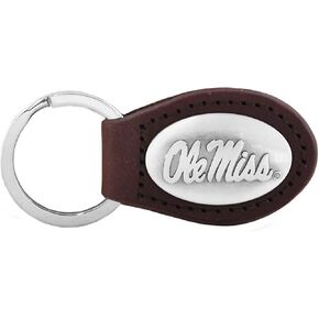NCAA Mississippi Old Miss Rebels Zep-Pro Leather Concho Key Fob, Brown