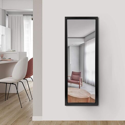 Natsukage Full Length Mirror Wall Mirror Full Length Mirror for Wall Hanging or Leaning Against Wall Dressing and Wall-Mounted Mirror Polymer Thin Frame No Stand (43"x16", Black) in Saudi Arabia
