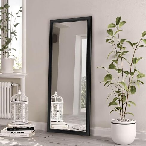 Natsukage Full Length Mirror Wall Mirror Full Length Mirror for Wall Hanging or Leaning Against Wall Dressing and Wall-Mounted Mirror Polymer Thin Frame No Stand (43"x16", Black) in Saudi Arabia