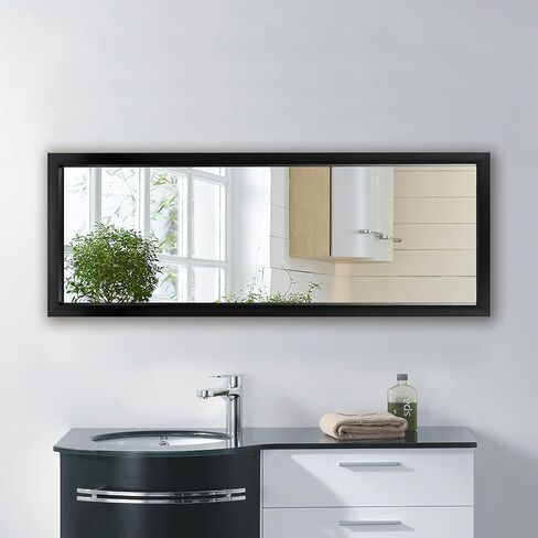 Natsukage Full Length Mirror Wall Mirror Full Length Mirror for Wall Hanging or Leaning Against Wall Dressing and Wall-Mounted Mirror Polymer Thin Frame No Stand (43"x16", Black) in Saudi Arabia