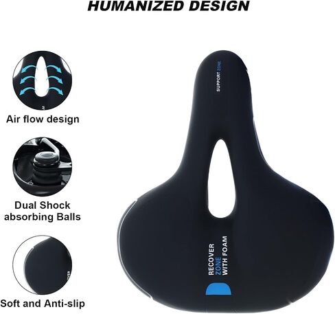 Comfort Bike Seat, Hollow Bicycle Saddle with Double Shock Ball, Foam Waterproof Wide Bicycle Seat for Mountain/Road/Exercise/Cruiser Bikes in Saudi Arabia
