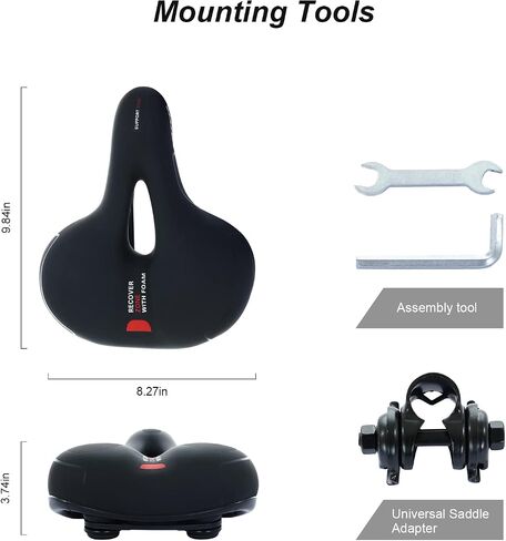 Comfort Bike Seat, Hollow Bicycle Saddle with Double Shock Ball, Foam Waterproof Wide Bicycle Seat for Mountain/Road/Exercise/Cruiser Bikes in Saudi Arabia