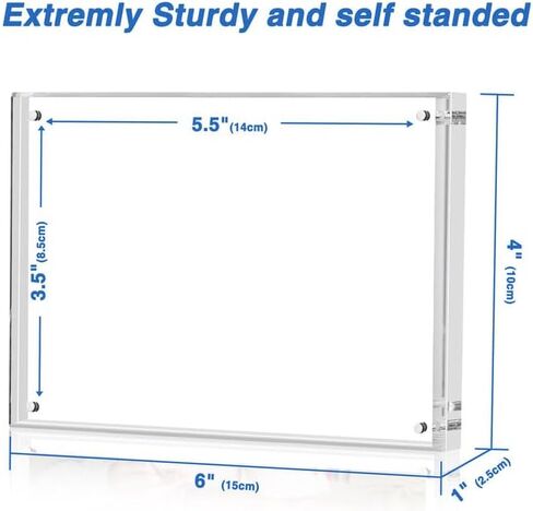 إطار صورة أكريليك TWING مقاس 4 × 6 بوصة مكون من 3 قطع مع حواف منحنية، إطارات أكريليك مغناطيسية مزدوجة الجوانب مقاس 8 مم + 14 مم، إطار صورة شفاف مع قماش من الألياف الدقيقة عرض سطح الطاولة قائم بذاته فقط in Kuwait