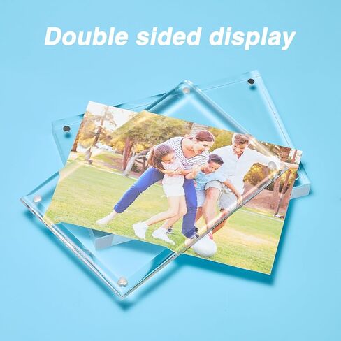 إطار صورة أكريليك TWING مقاس 4 × 6 بوصة مكون من 3 قطع مع حواف منحنية، إطارات أكريليك مغناطيسية مزدوجة الجوانب مقاس 8 مم + 14 مم، إطار صورة شفاف مع قماش من الألياف الدقيقة عرض سطح الطاولة قائم بذاته فقط in Kuwait