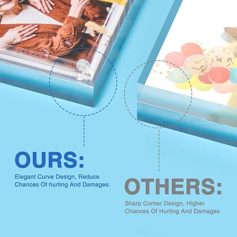 إطار صورة أكريليك TWING مقاس 4 × 6 بوصة مكون من 3 قطع مع حواف منحنية، إطارات أكريليك مغناطيسية مزدوجة الجوانب مقاس 8 مم + 14 مم، إطار صورة شفاف مع قماش من الألياف الدقيقة عرض سطح الطاولة قائم بذاته فقط in Kuwait