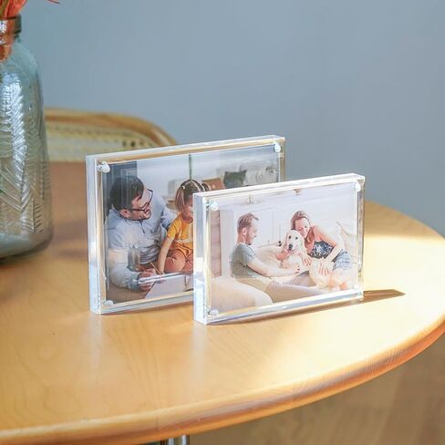 إطار صورة أكريليك TWING مقاس 4 × 6 بوصة مكون من 3 قطع مع حواف منحنية، إطارات أكريليك مغناطيسية مزدوجة الجوانب مقاس 8 مم + 14 مم، إطار صورة شفاف مع قماش من الألياف الدقيقة عرض سطح الطاولة قائم بذاته فقط in Kuwait