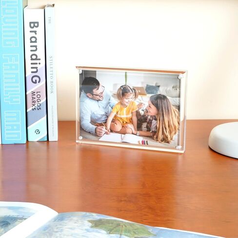 إطار صورة أكريليك TWING مقاس 4 × 6 بوصة مكون من 3 قطع مع حواف منحنية، إطارات أكريليك مغناطيسية مزدوجة الجوانب مقاس 8 مم + 14 مم، إطار صورة شفاف مع قماش من الألياف الدقيقة عرض سطح الطاولة قائم بذاته فقط in Kuwait
