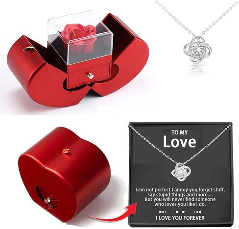 Eternal Love Rose Necklace Set in White Gold - Express Your Endless Love to Your Special Someone, Unforgettable Gift for Wife, Girlfriend, or Mom on Birthday, Anniversary, or Christmas. in Saudi Arabia