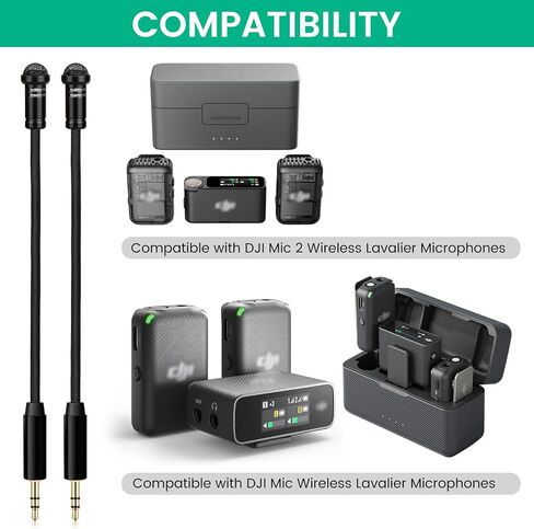 2-Pack Handheld Lavalier Microphone Compatible with DJI Mic 2 / Mic 1 Wireless Microphone System Transmitters for Interview - 3.5mm Gooseneck Omnidirectional Lapel Lav Mic Holder in Saudi Arabia
