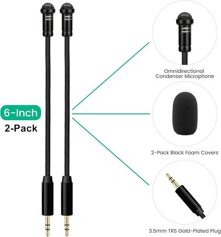 ميكروفون Lavalier محمول مكون من قطعتين متوافق مع أجهزة إرسال نظام الميكروفون اللاسلكي DJI Mic 2 / Mic 1 للمقابلة - حامل ميكروفون Lav متعدد الاتجاهات بطول 3.5 مم in Saudi Arabia
