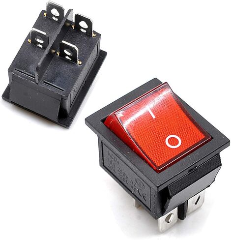 Oiyaga 2Pcs Rocker Switch KCD4 DPST 4 Pins 2 Position ON/Off AC 20A/125V 15A/250V DPST Red LED Light Illuminated Boat Toggle Switch in Saudi Arabia