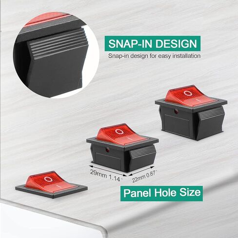 Oiyaga 2Pcs Rocker Switch KCD4 DPST 4 Pins 2 Position ON/Off AC 20A/125V 15A/250V DPST Red LED Light Illuminated Boat Toggle Switch in Saudi Arabia