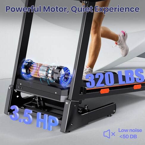 Treadmill for Home, 15% Auto Incline Treadmill, 3.5 HP Folding Treadmill with Wide Belt for Walking and Running, 320 lb Capacity in Saudi Arabia